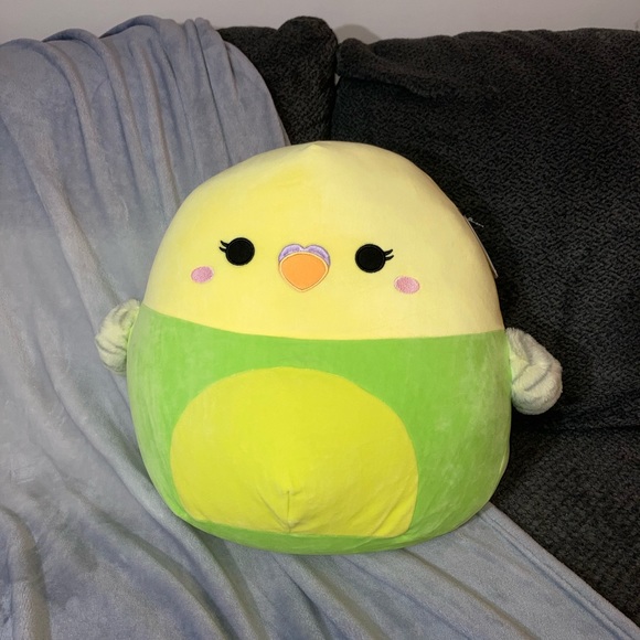 Squishmallows 16 Inch Nellie Green and Yellow Parakeet Squishmallows Bird - Picture 4 of 17